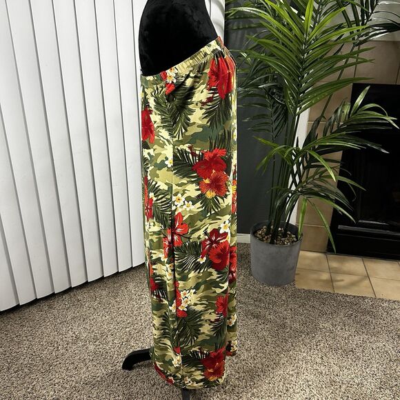 Rouge Collection Women's Plus Sz 2X Floral Green Orange Tube Maxi Dress Skirt - Picture 5 of 10